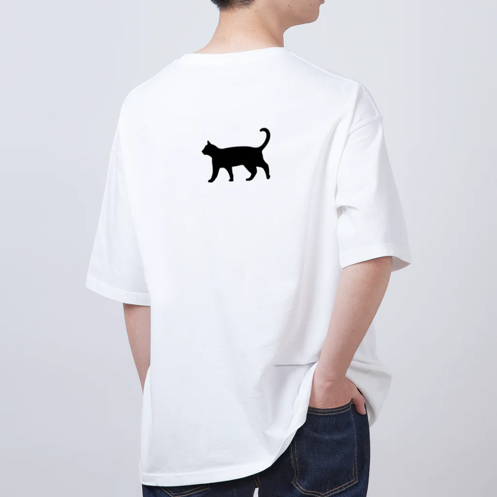 Teatime ティータイムの黒猫は見ていた　ねこ Oversized T-Shirt