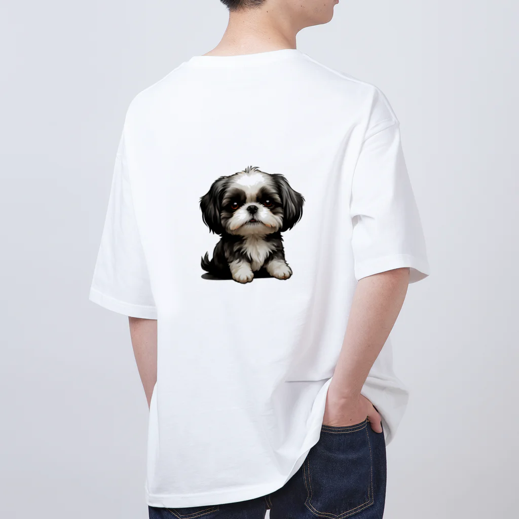 Shih Tzu Fanのシーズー（黒／白） オーバーサイズTシャツ