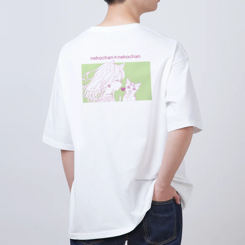 nya-mew（ニャーミュー）のネコチャン×ネコチャン(バックプリント) オーバーサイズTシャツ