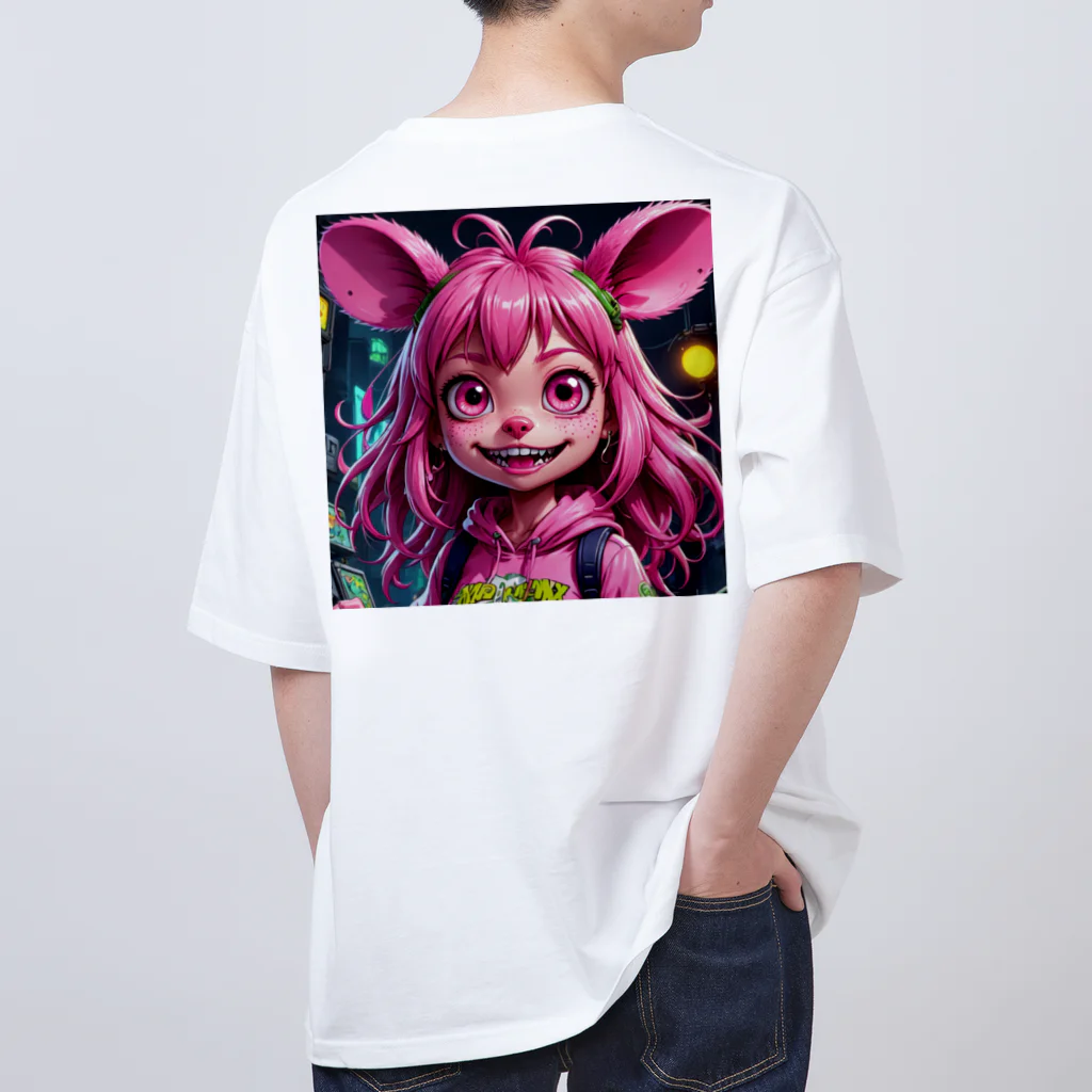 LEAD !のモンスターの親子が笑顔で楽しそうに遊んでいる風景 Oversized T-Shirt