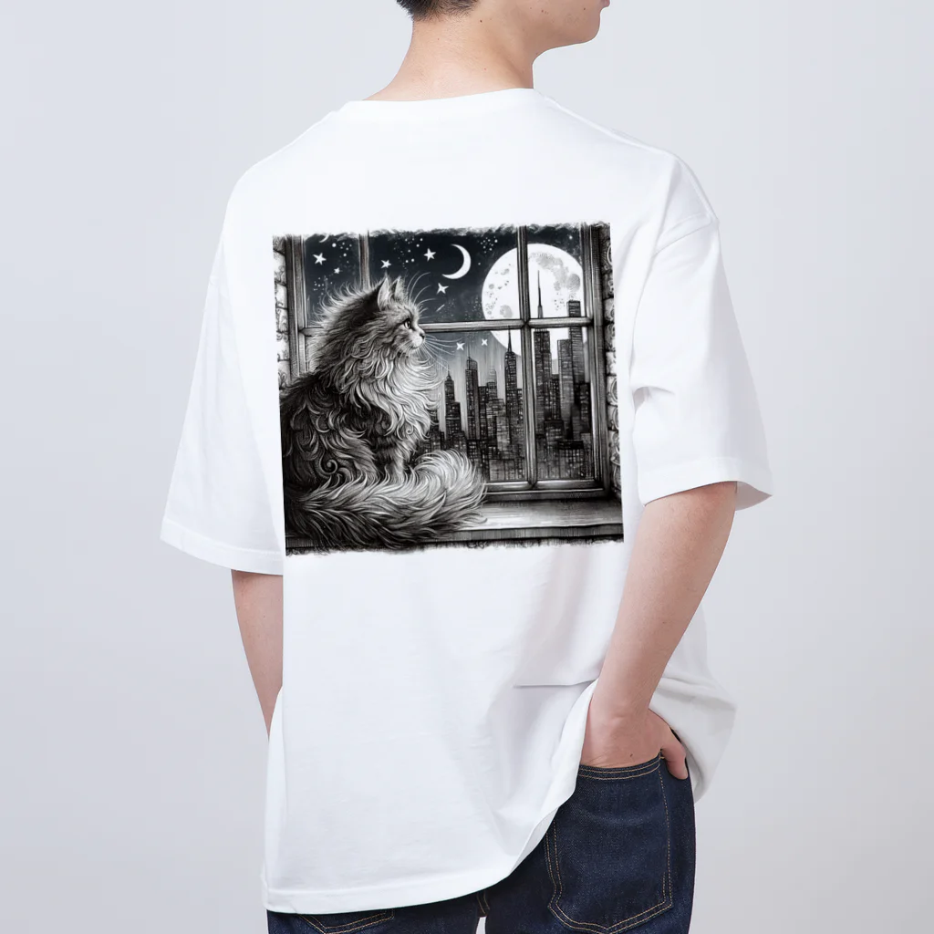 ネコネコの窓際の猫 オーバーサイズTシャツ