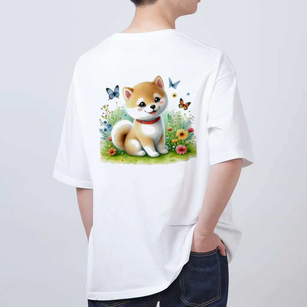 ふわふわショップの柴犬「まめ太」のキャラクターグッズです！ オーバーサイズTシャツ