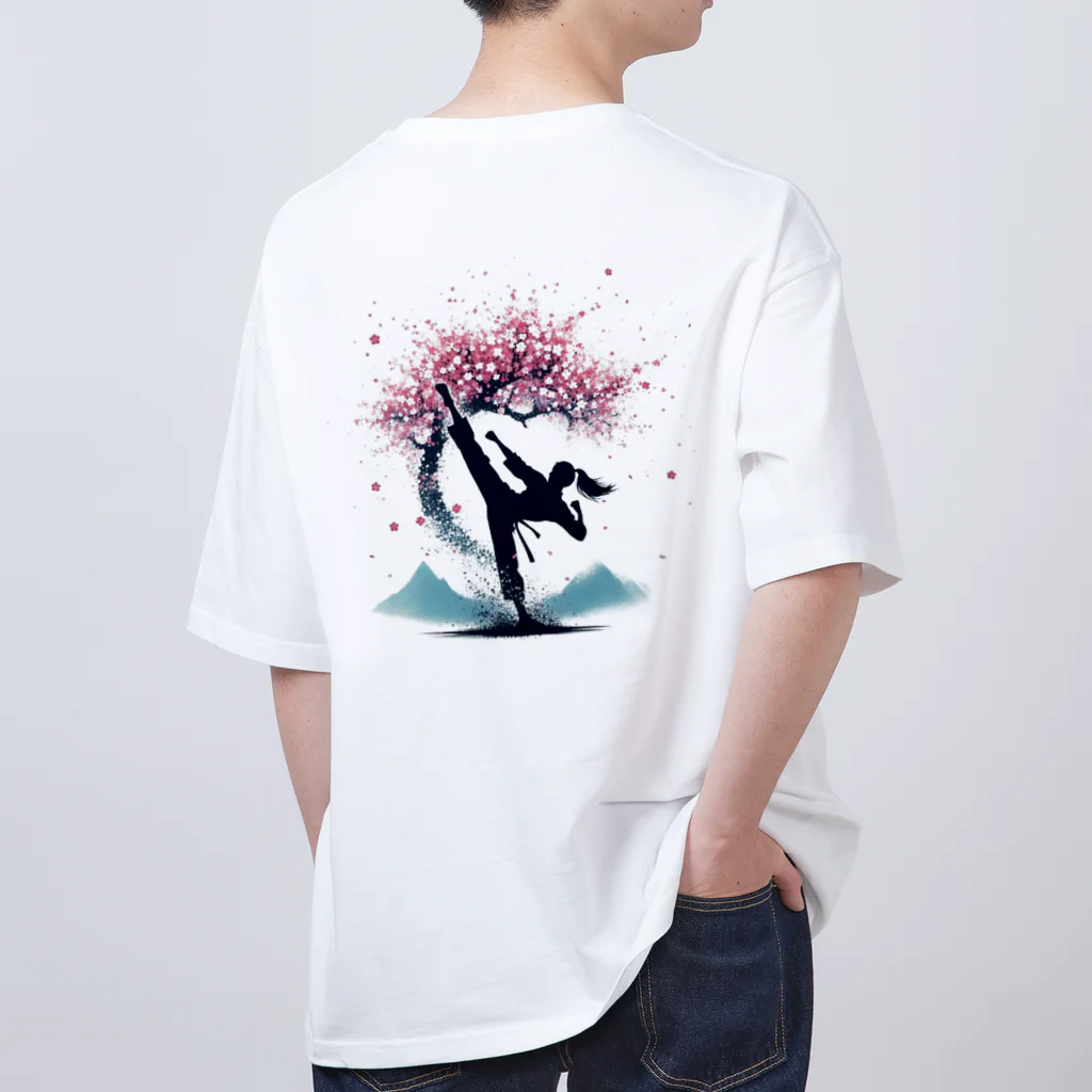 Yutaka_Hのハイキック背景桜Tシャツ Oversized T-Shirt