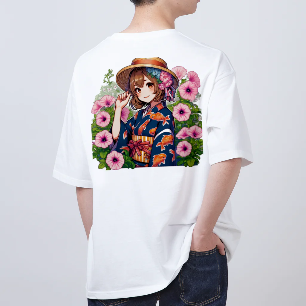 かるるんショップの夏と浴衣と麦わらと Oversized T-Shirt