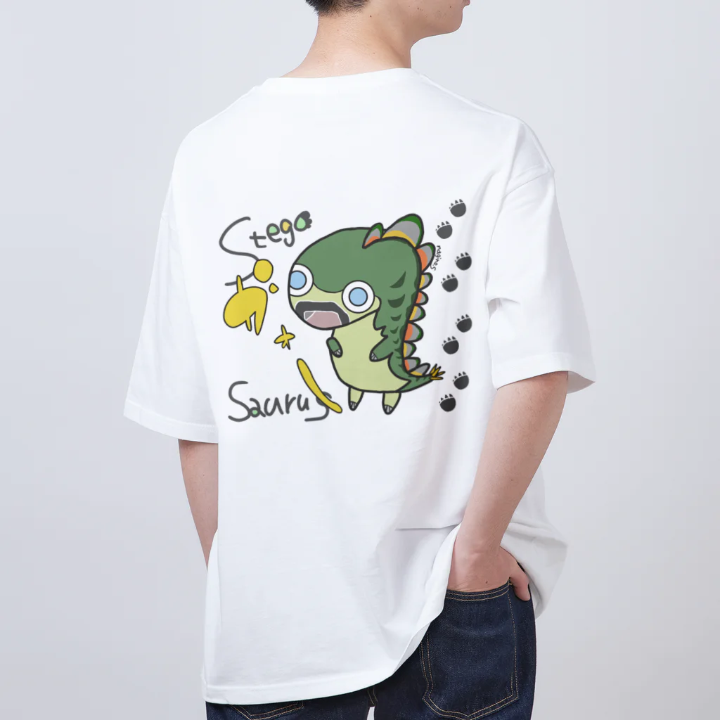 ＼(ナギノ)／動物図鑑イラストシリーズ増やしたい民のちびっこゆる恐竜ステゴザウルス Oversized T-Shirt