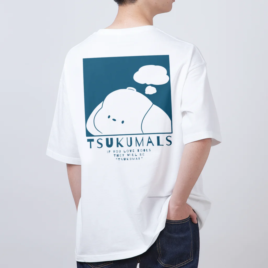 つくも町のお土産屋さんのPOPななべいぬT（青） Oversized T-Shirt