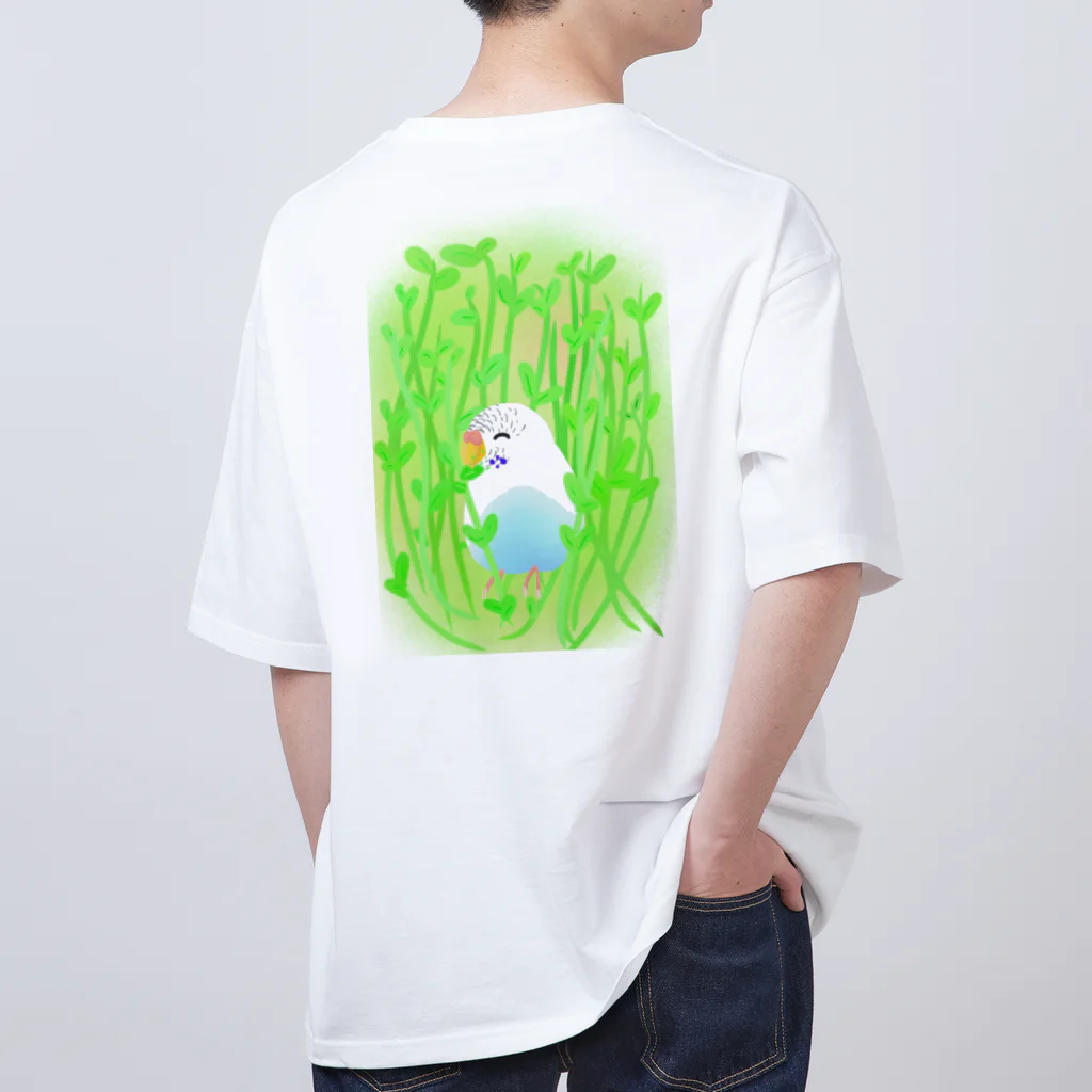 Lily bird（リリーバード）の豆苗まみれの白文鳥 オーバーサイズTシャツ