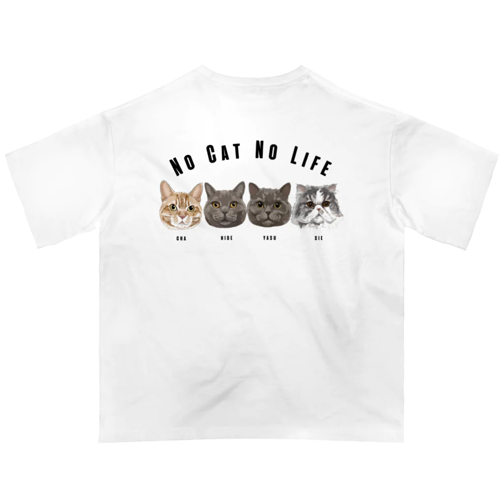 みきぞーん｜保護猫 ミッキー画伯と肉球とおともだちのcha & hide & yasu &sie Oversized T-Shirt