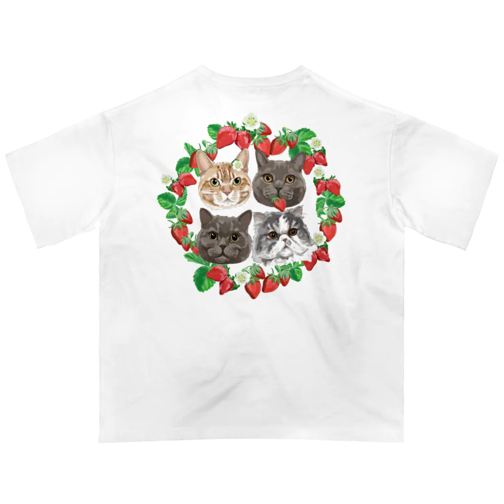 みきぞーん｜保護猫 ミッキー画伯と肉球とおともだちのchacha & hideyoshi & ieyasu & siebold ichigo オーバーサイズTシャツ