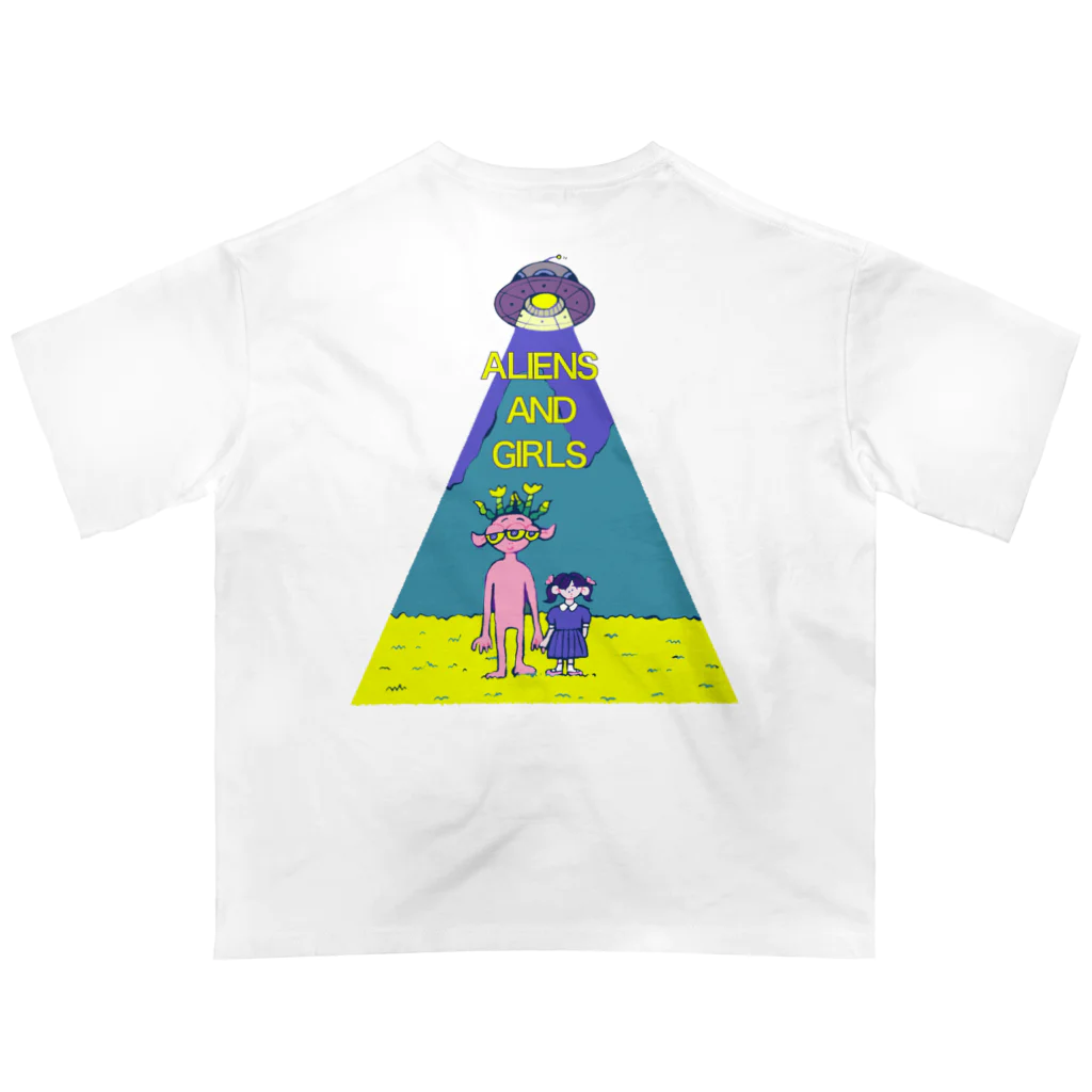 あきらんどの宇宙人と女の子 オーバーサイズTシャツ