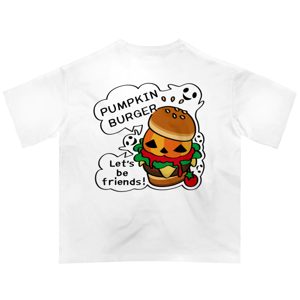 イラスト MONYAAT のバックプリント Gz かぼちゃバーガーA オーバーサイズTシャツ