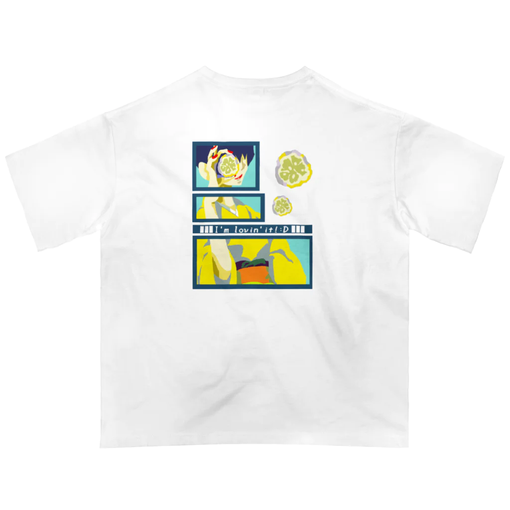 GOODS SHOP【そぞろな小窓】 SUZURI店の[バックプリント]【I'm lovin' it! :D -yuzu-】 Oversized T-Shirt