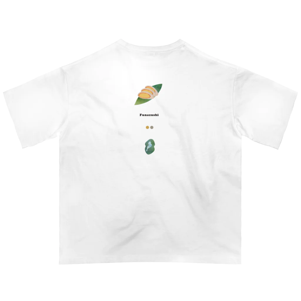 shiga-illust-sozai-goodsのふなずし 背面 〈滋賀イラスト素材〉 オーバーサイズTシャツ