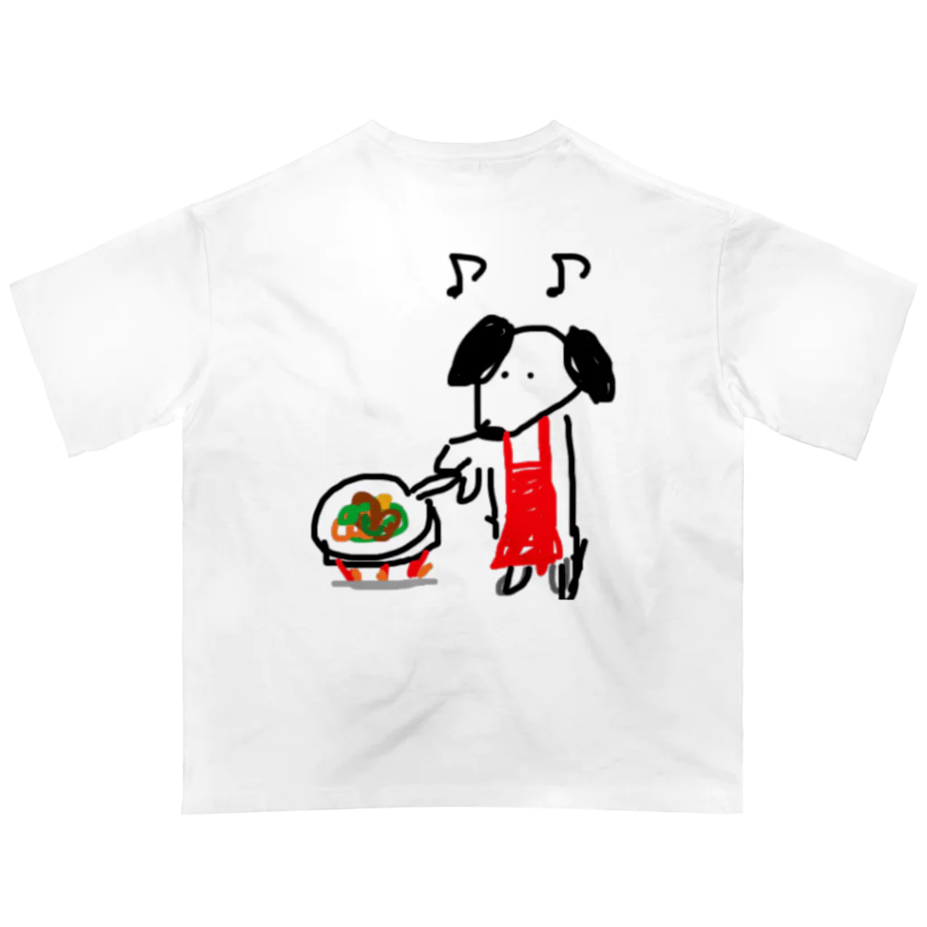 べるのへやのサムギョプサル焼いている犬 オーバーサイズTシャツ