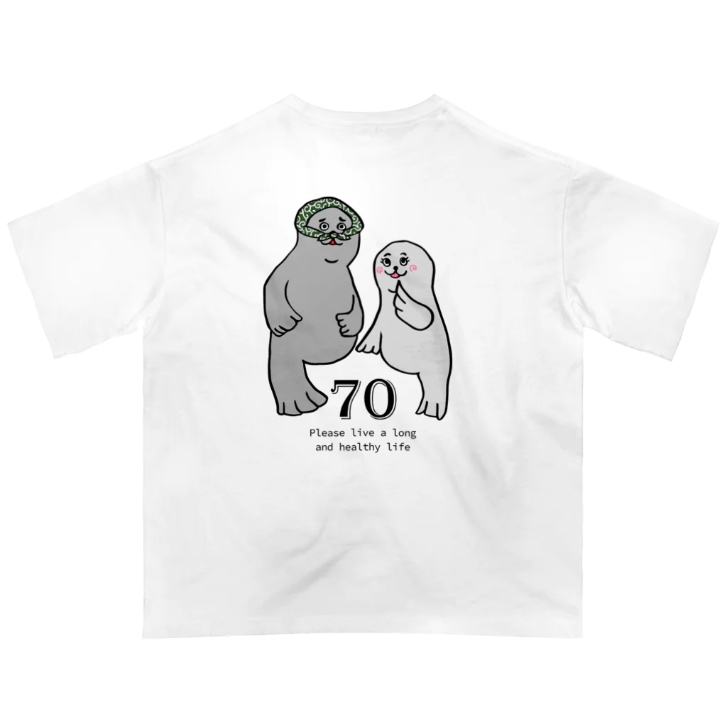 yoccomのトドかアザラシか70古希祝いシリーズ オーバーサイズTシャツ