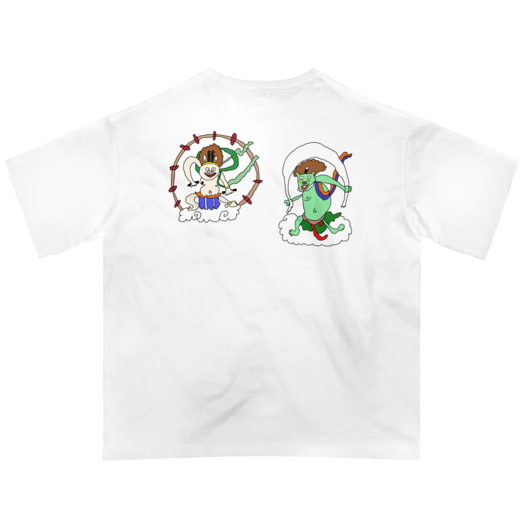 絵心ないOLの部屋着の風神雷神 Oversized T-Shirt