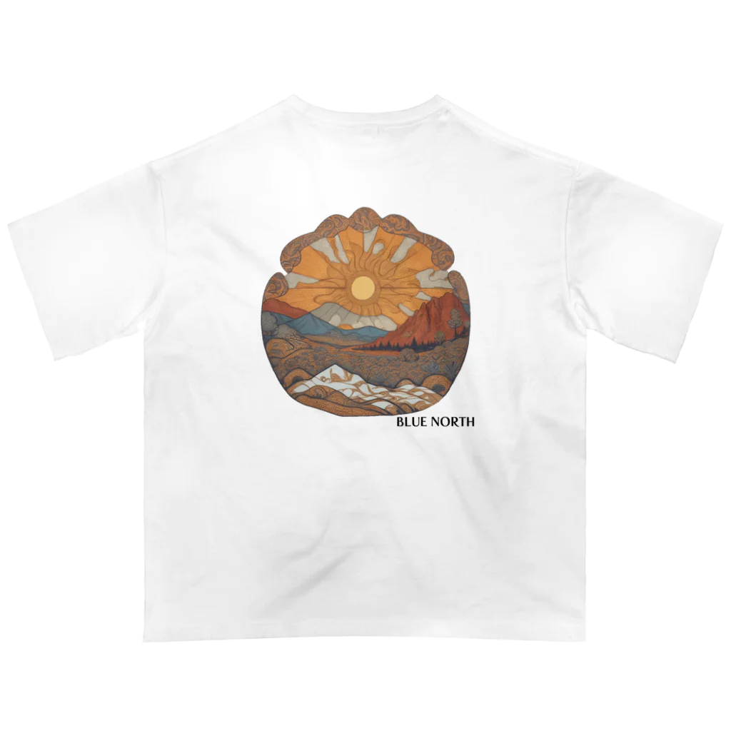 aokitaの【BLUE NORTH】山と太陽2 オーバーサイズTシャツ