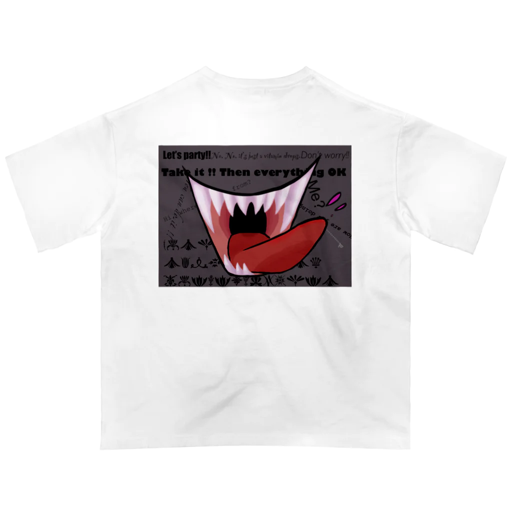 -kawazu-の【背面】demon mouth オーバーサイズTシャツ