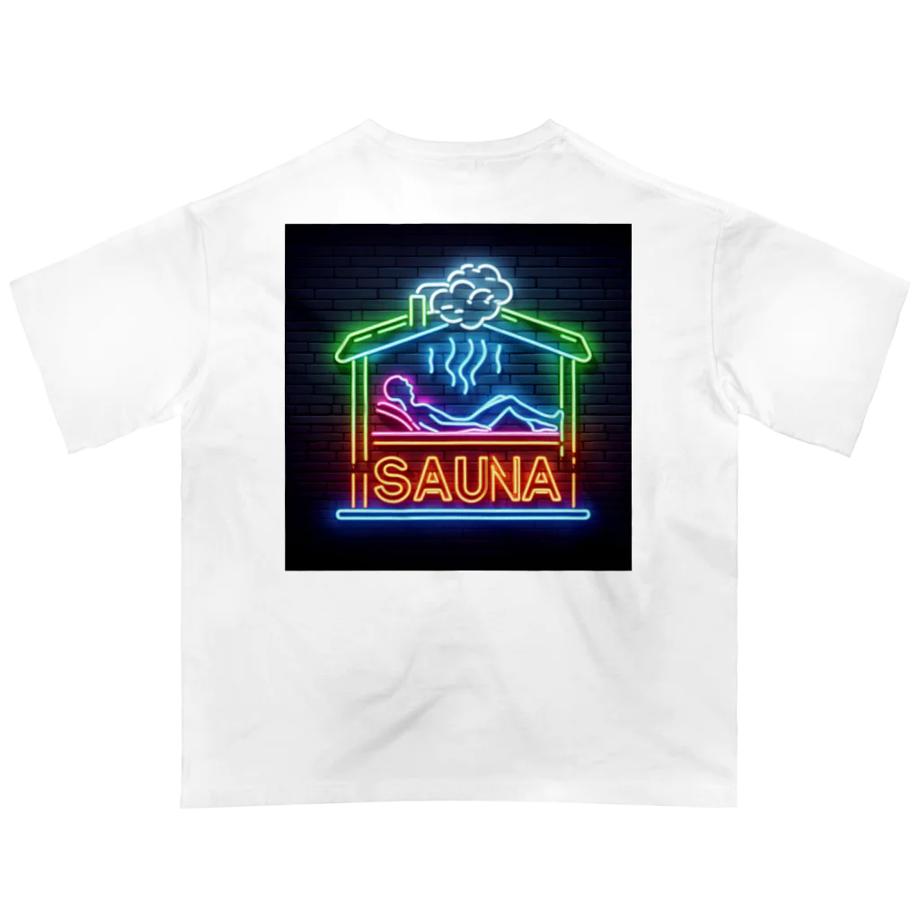 N SAUNA LOGOのネオン風サウナロゴ2 オーバーサイズTシャツ