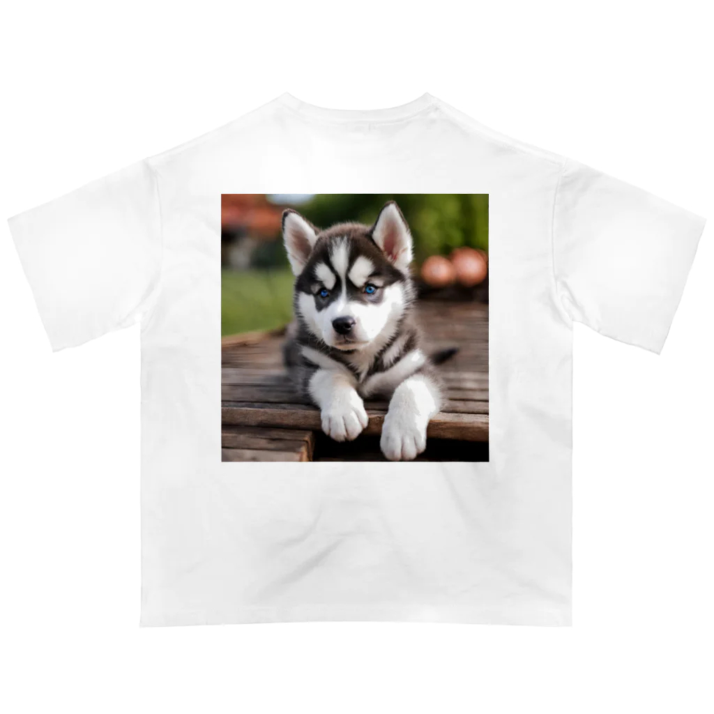 Kybeleのシベリアンハスキーの子犬のグッズ オーバーサイズTシャツ