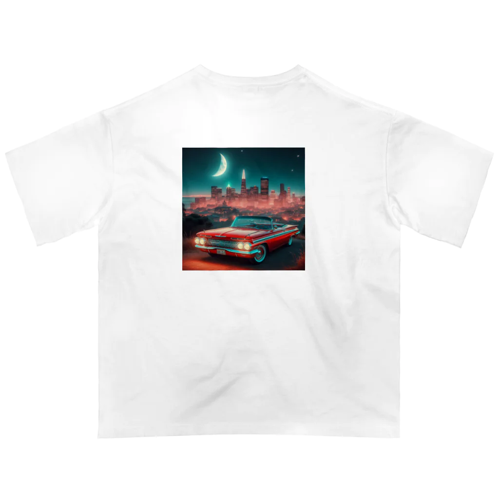 レモングラスの赤色のアメリカ車　ノスタルジック Oversized T-Shirt