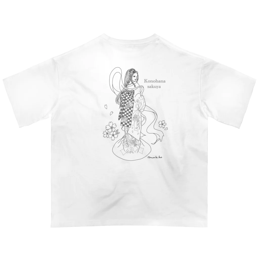 Usagi-aiの日本の女神様　木花咲耶姫命 オーバーサイズTシャツ