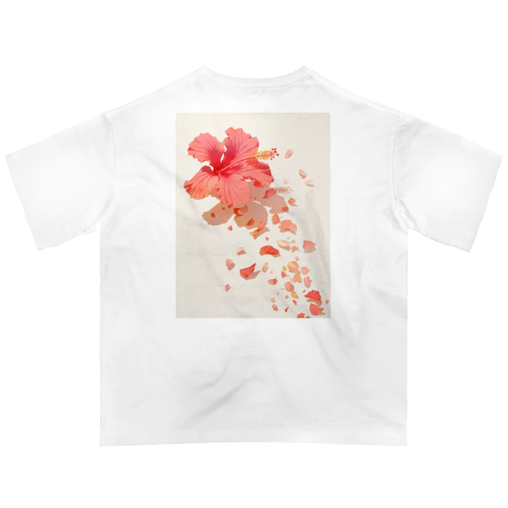 AQUAMETAVERSEのハイビスカスと花びらラフルール1859 Oversized T-Shirt