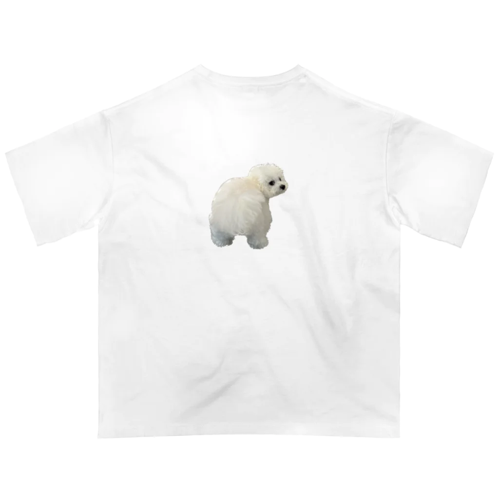 しらたま(ミニビション)のうんちんぐポーズ　シュール　Tシャツ　犬 オーバーサイズTシャツ