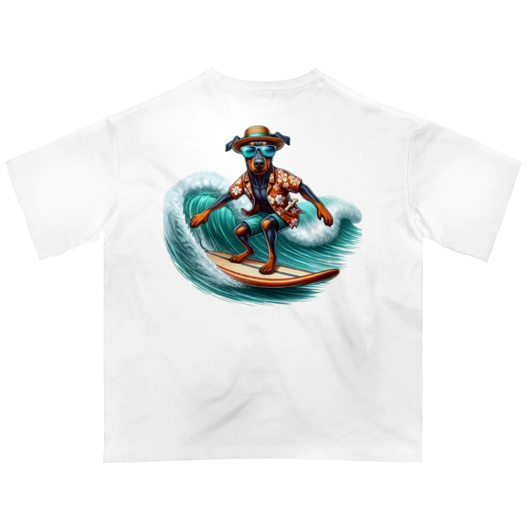 Surfing Dogの波乗りドーベルマン Oversized T-Shirt