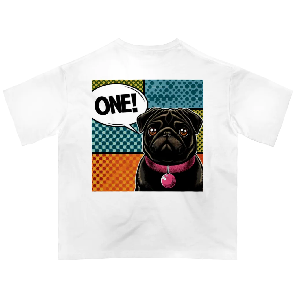 黒パグ🖤Black Pug laboratory🖤のONE? Pug series オーバーサイズTシャツ