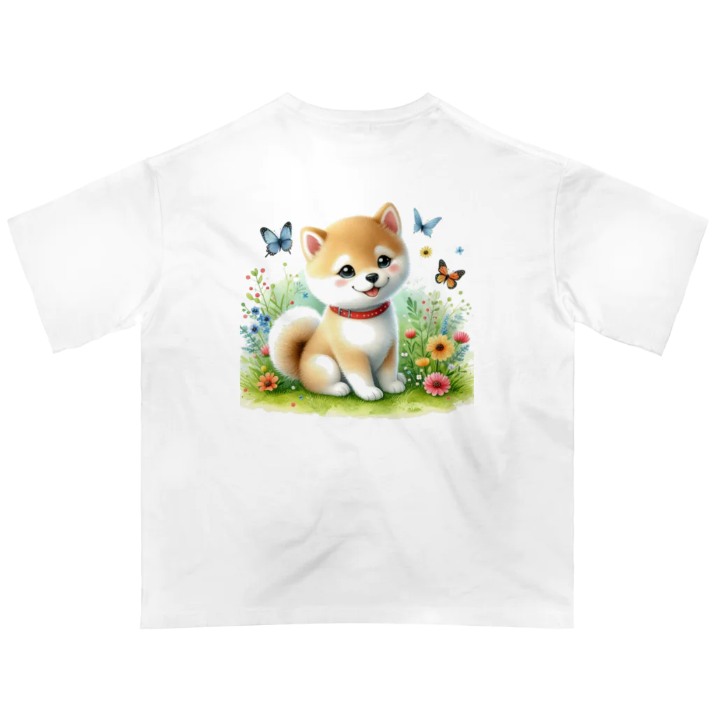 ふわふわショップの柴犬「まめ太」のキャラクターグッズです！ オーバーサイズTシャツ