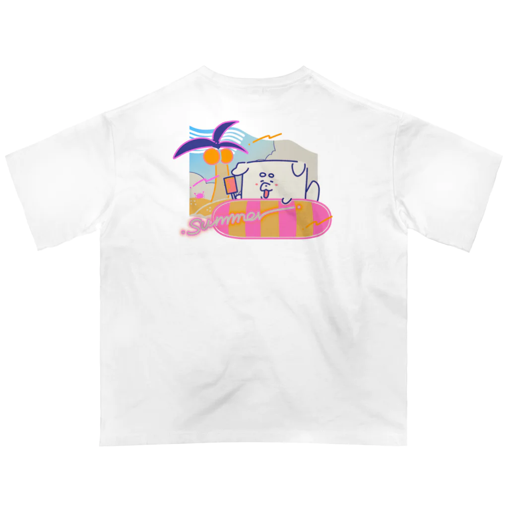 ぽんぽこ亭の絵を描くかべいぬ　summer vacation！ オーバーサイズTシャツ