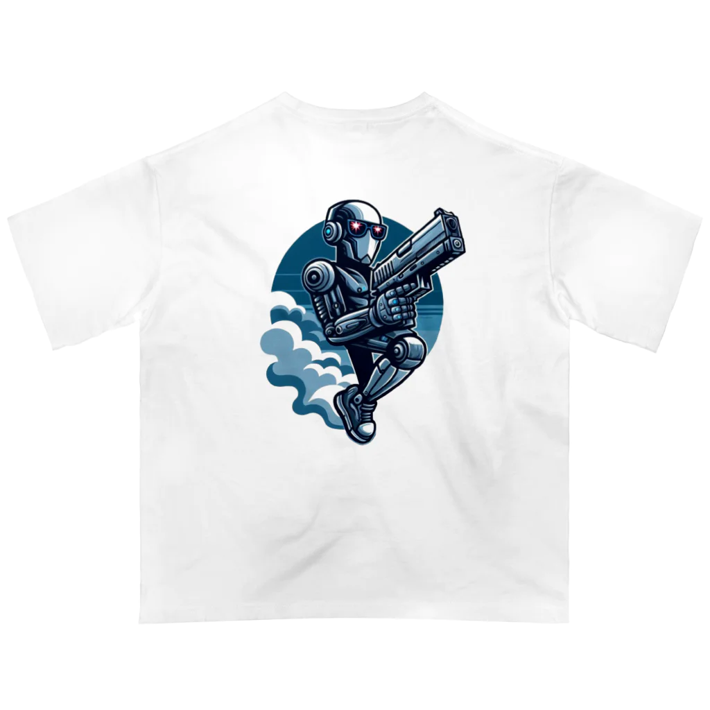 Yutaka_Hの銃を保持するロボTシャツ オーバーサイズTシャツ