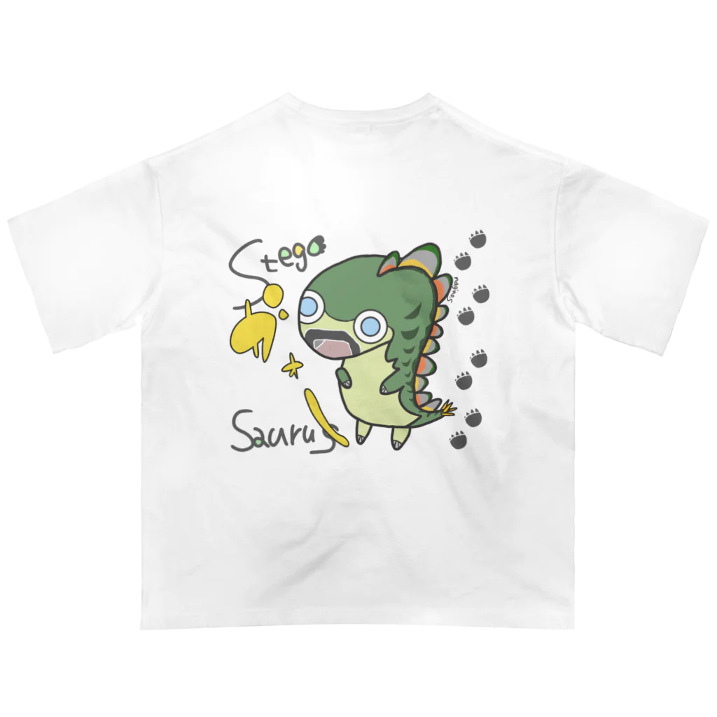 ＼(ナギノ)／動物図鑑イラストシリーズ増やしたい民のちびっこゆる恐竜ステゴザウルス Oversized T-Shirt