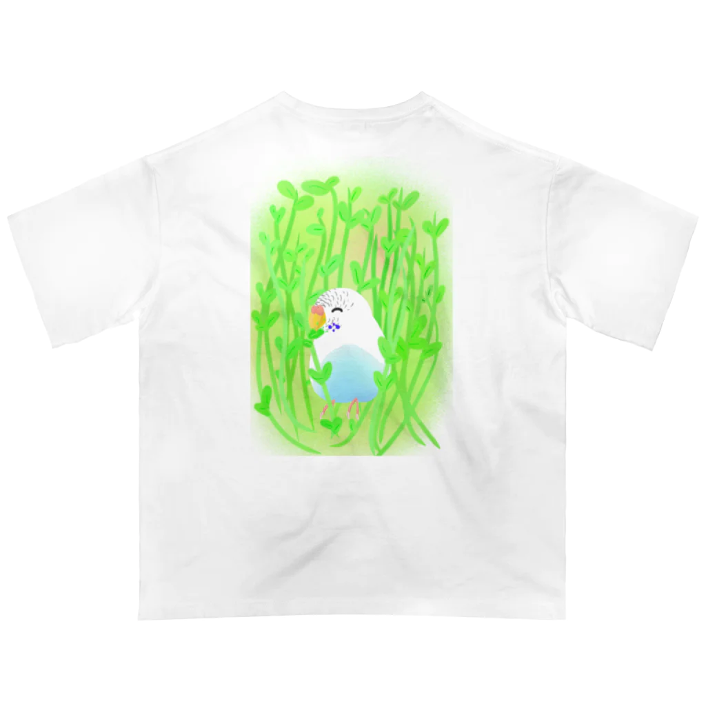 Lily bird（リリーバード）の豆苗まみれの白文鳥 オーバーサイズTシャツ