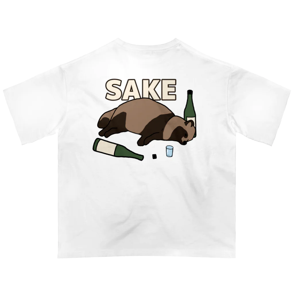 カモシカ亭のタヌキと日本酒 オーバーサイズTシャツ