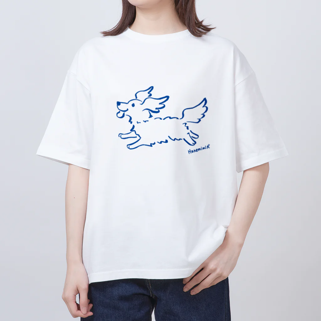 Chiyo.Wan(🐕🕊️のお店)のHanemimi犬　(ブルー) Oversized T-Shirt