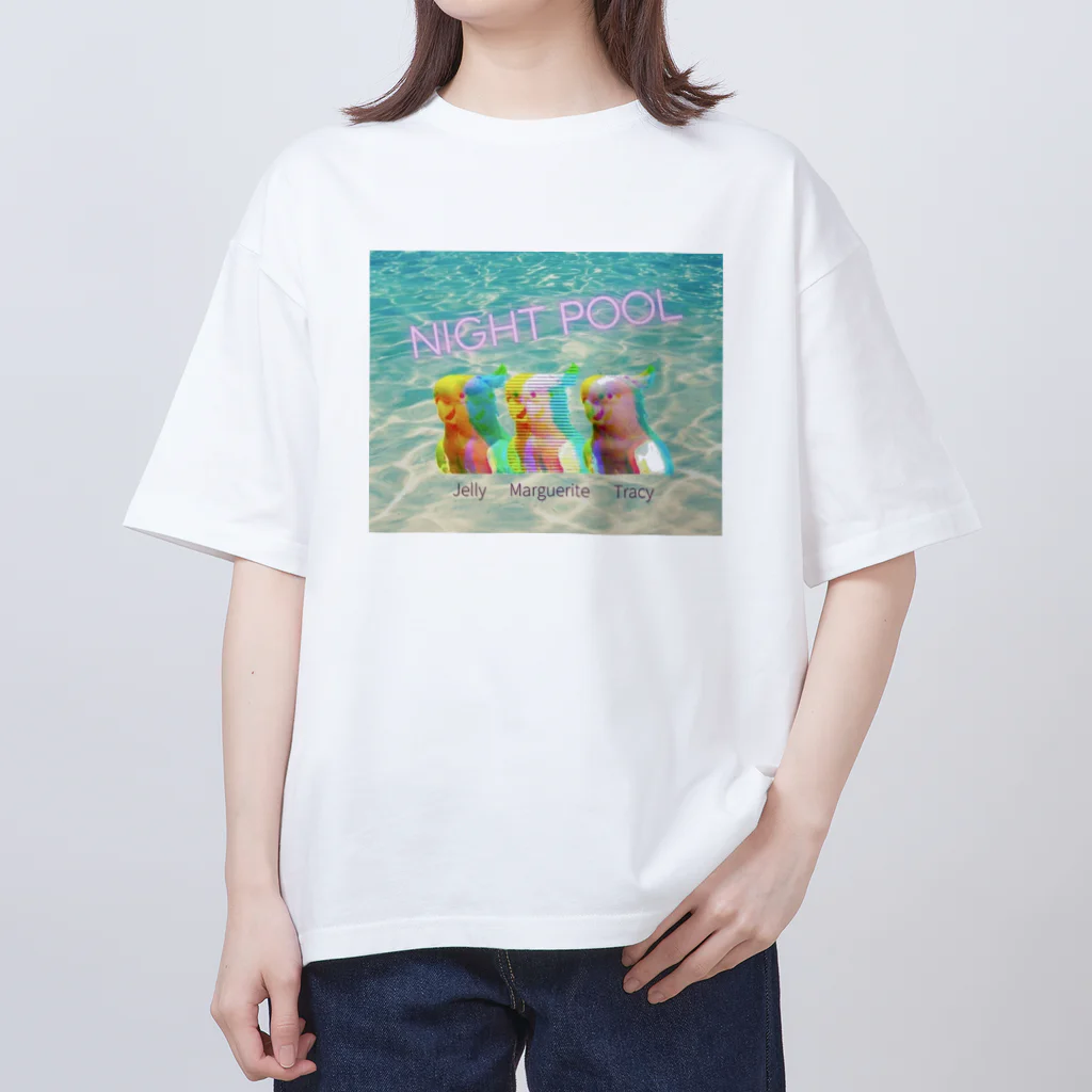 tan8denchiのNIGHT POOL_blue オーバーサイズTシャツ