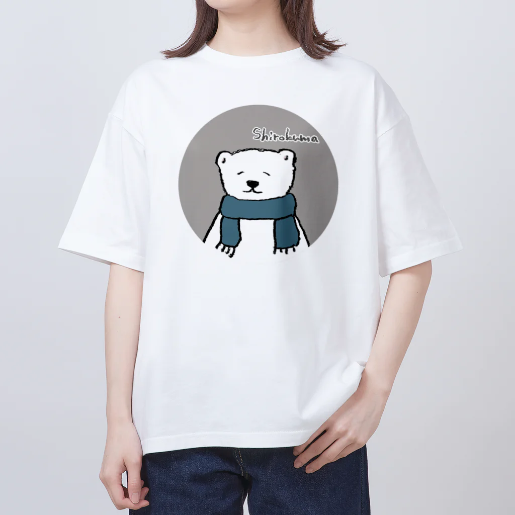 むぎのマフラーをつけたしろくまくん オーバーサイズTシャツ