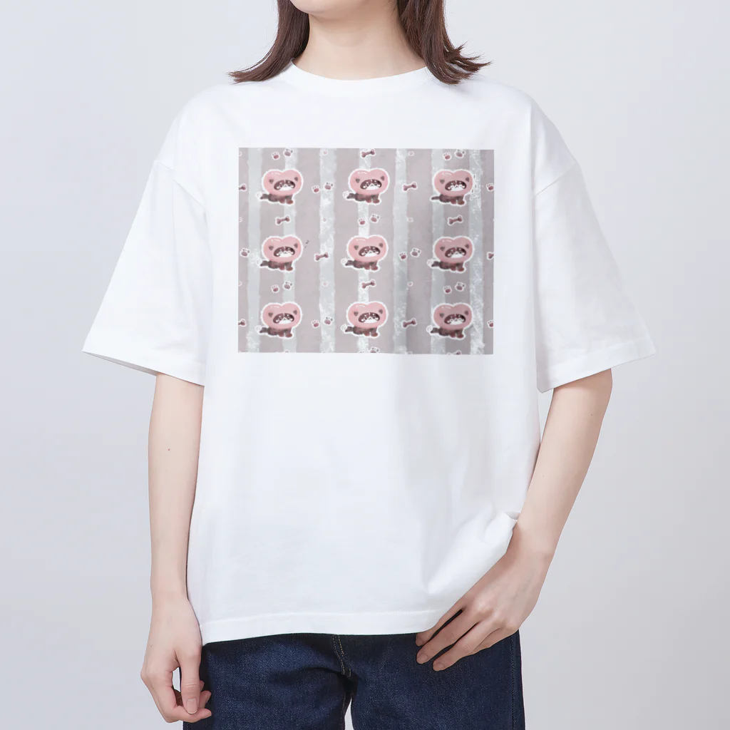 ぽん(おいぬ)🐶のいっぱい陸くんグレーストライプ Oversized T-Shirt