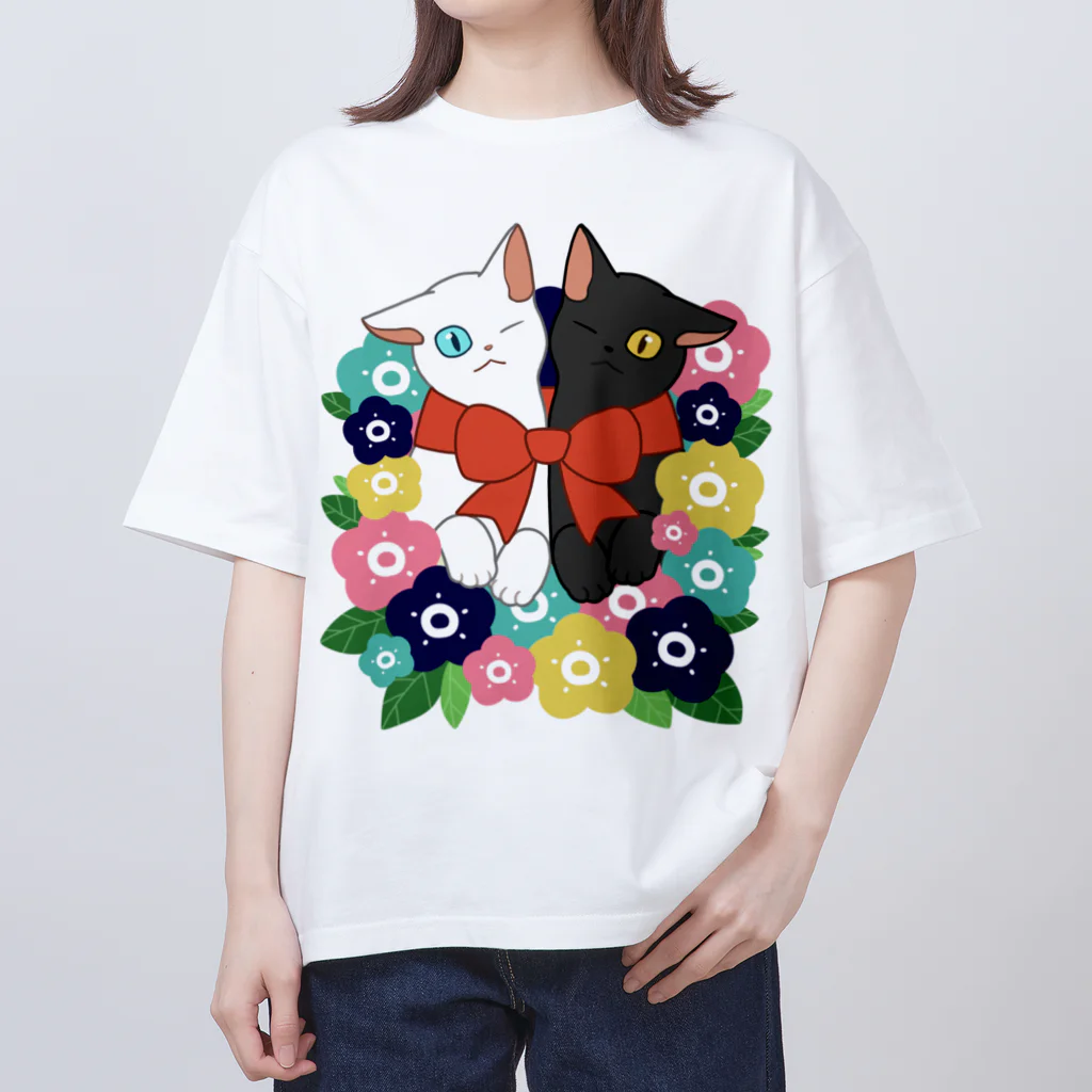 OSORAの花束と猫たち オーバーサイズTシャツ