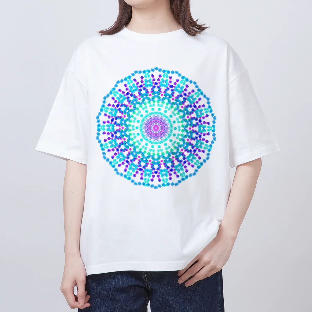 ひまわりの雪の華⑤アクアブルー Oversized T-Shirt