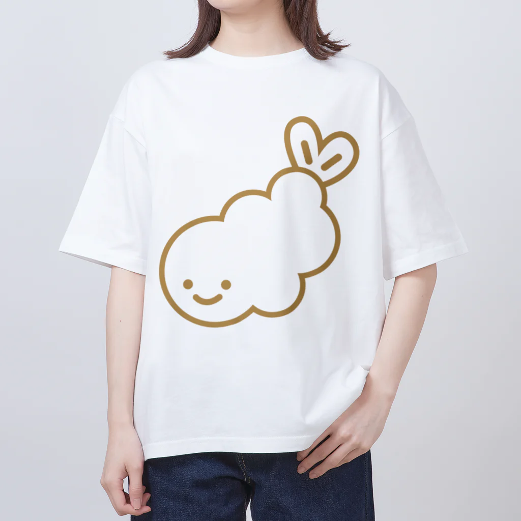 ルナポーンの一食デカえびふらい（ブラウン） オーバーサイズTシャツ