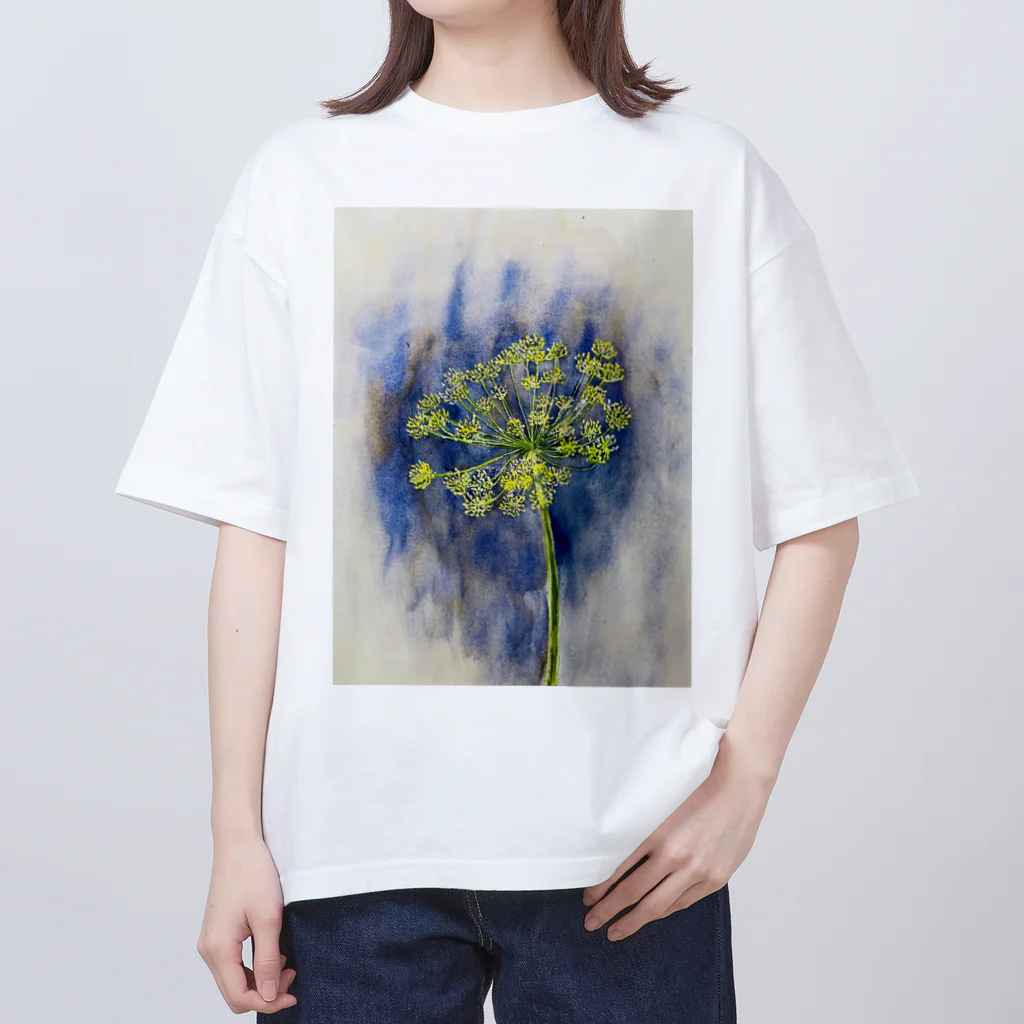 あおニャーマンの植物画着彩2 オーバーサイズTシャツ