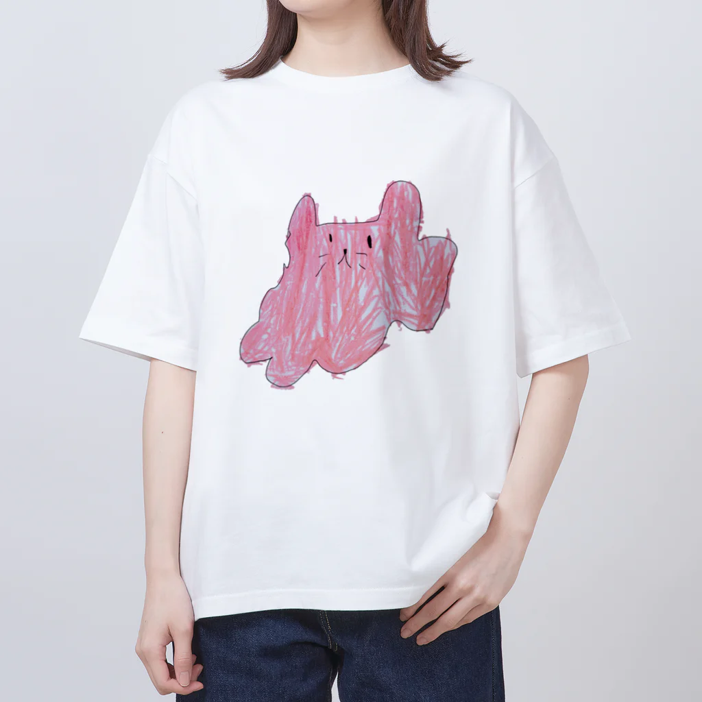 opeeのおみせのたこねこピンク オーバーサイズTシャツ