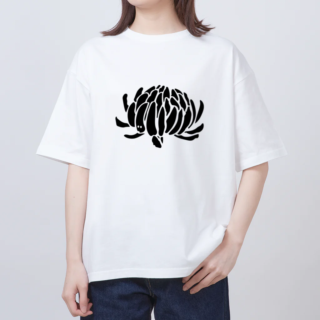 おばけ植物園のおばけ花（キク）モノクロ オーバーサイズTシャツ