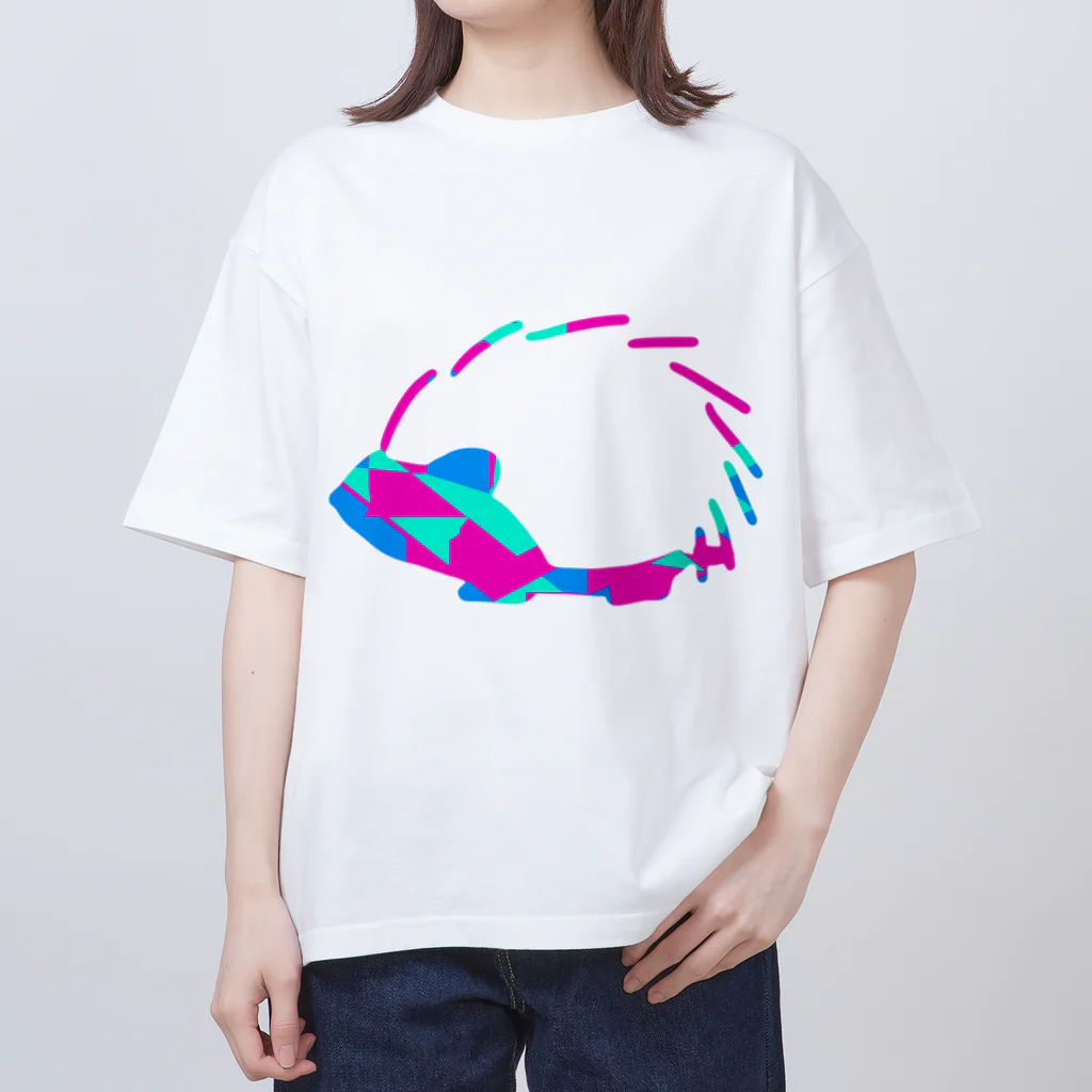 shi-chi Labo graph(詩一）のガラスチェックハリネズミ Oversized T-Shirt