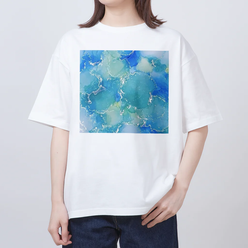 葉月あさこ(風椋)＠癒しの書【公式】のインクアート ブルー系 オーバーサイズTシャツ