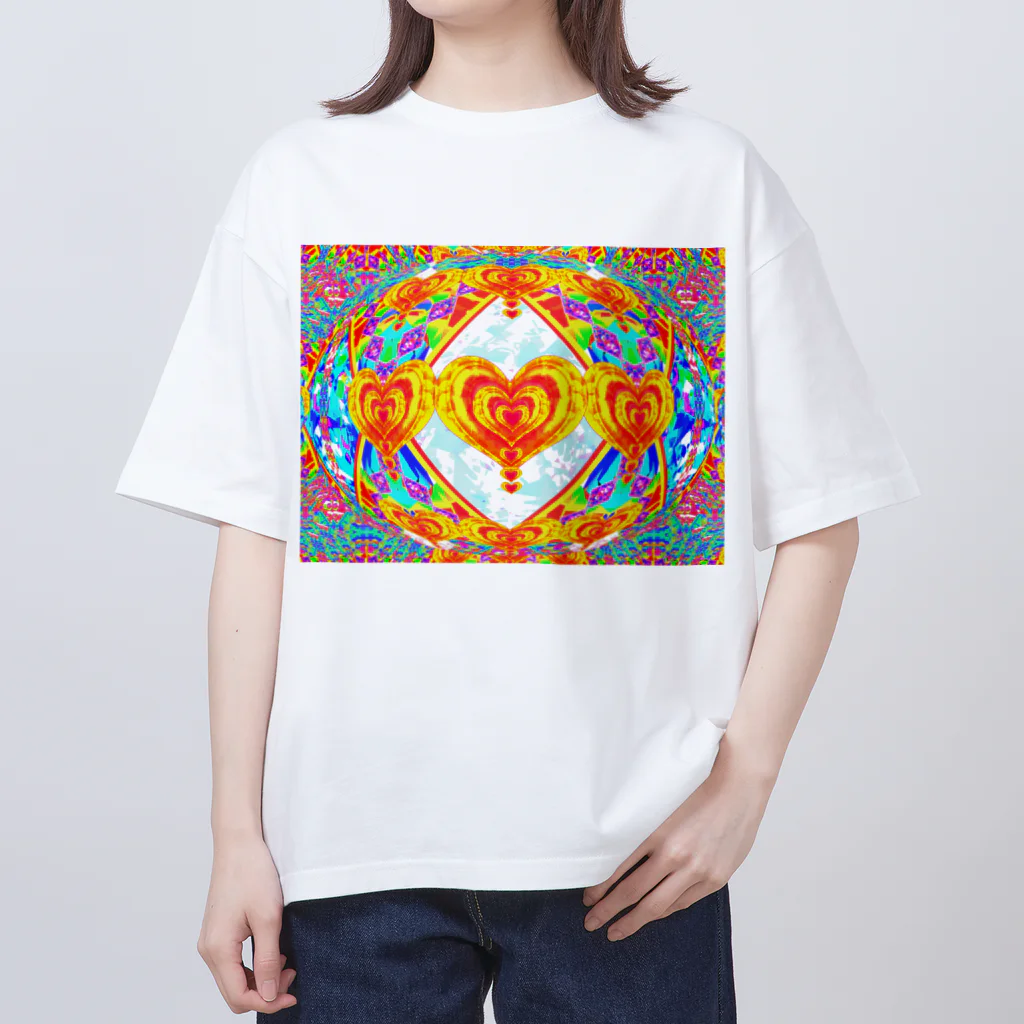 ✨🌈✨ユラクラカン🇯🇵 ✨🌈✨の🌈🌟恋人達の祝杯💕🥂ゴールデンハート🌈🌟 オーバーサイズTシャツ