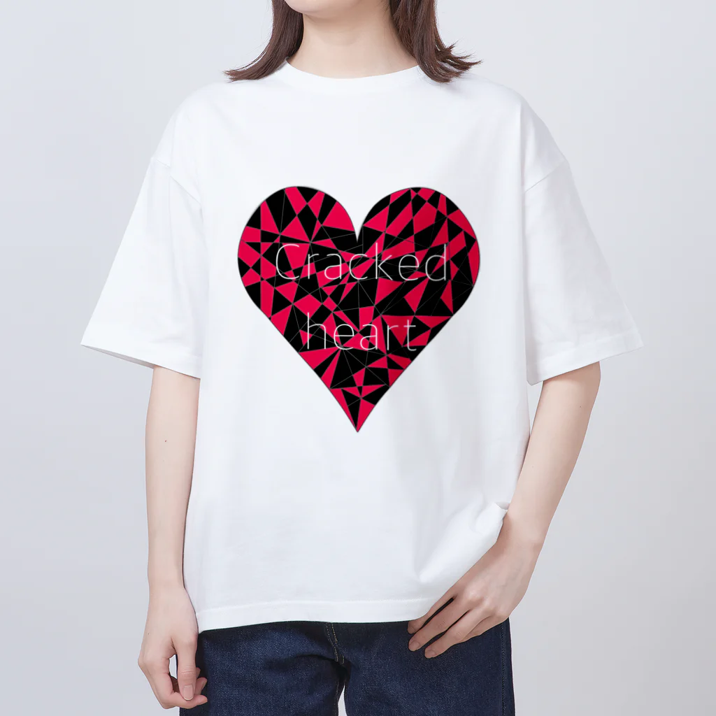 夢見ゆらの架空屋さんのCracked heart/PINK Oversized T-Shirt